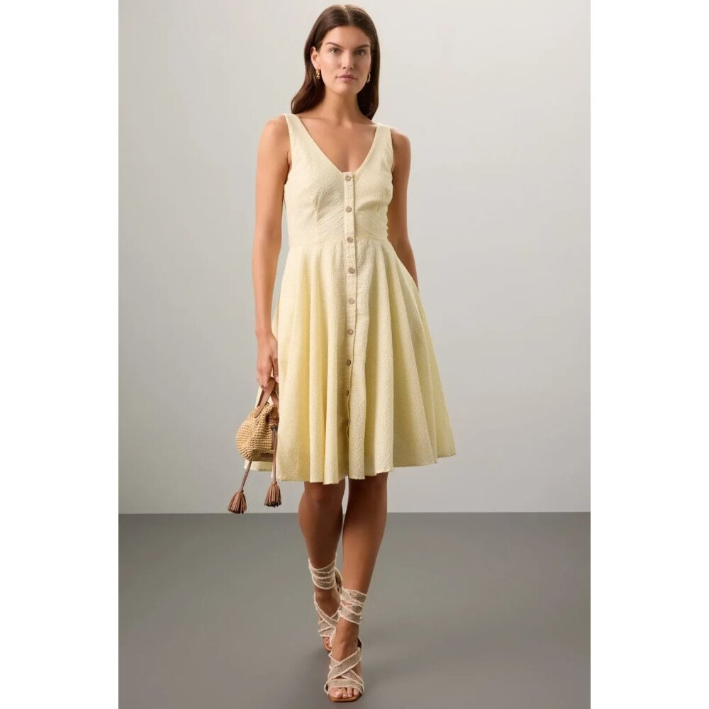 Slate & Willow Seersucker V-Neck Knee-Length Dress Size 2 Women Designer Casual